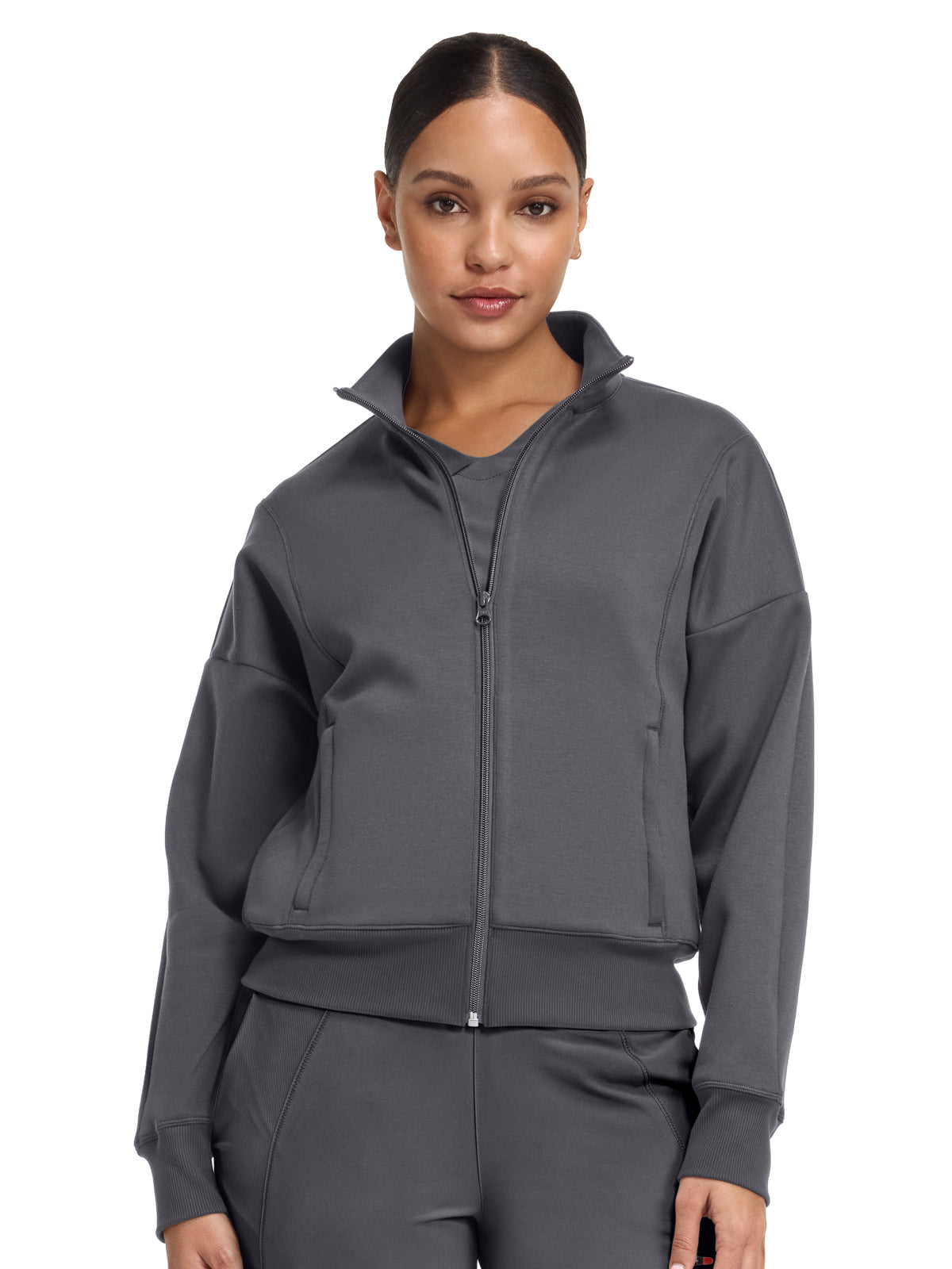 Women's 2-Pocket Full Zip Jacket - IN301 - Pewter
