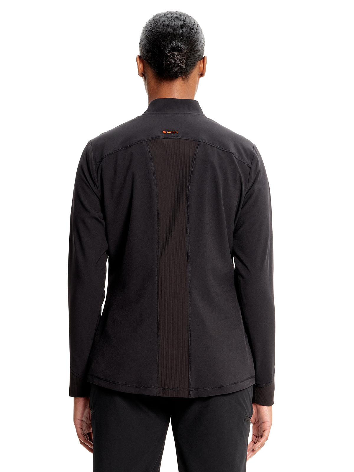 Women's Zip-Front Scrub Jacket - IN320A - Black