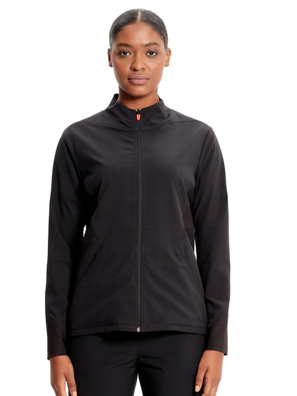 Women's Zip-Front Scrub Jacket - IN320A - Black