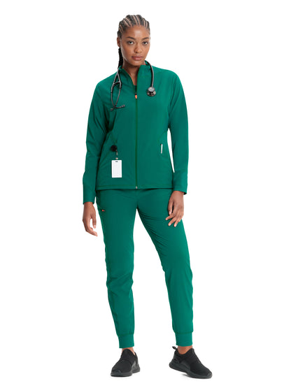 Women's Zip-Front Scrub Jacket - IN320A - Hunter