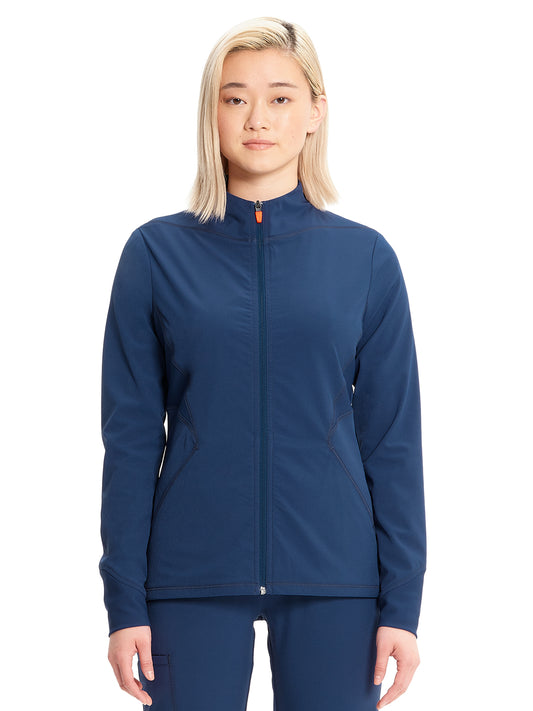 Women's Zip-Front Scrub Jacket - IN320A - Navy