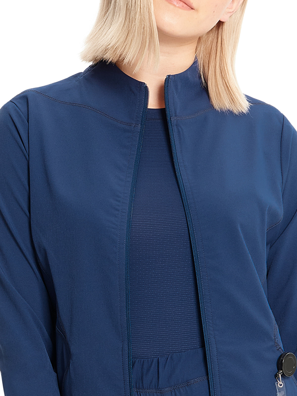 Women's Zip-Front Scrub Jacket - IN320A - Navy