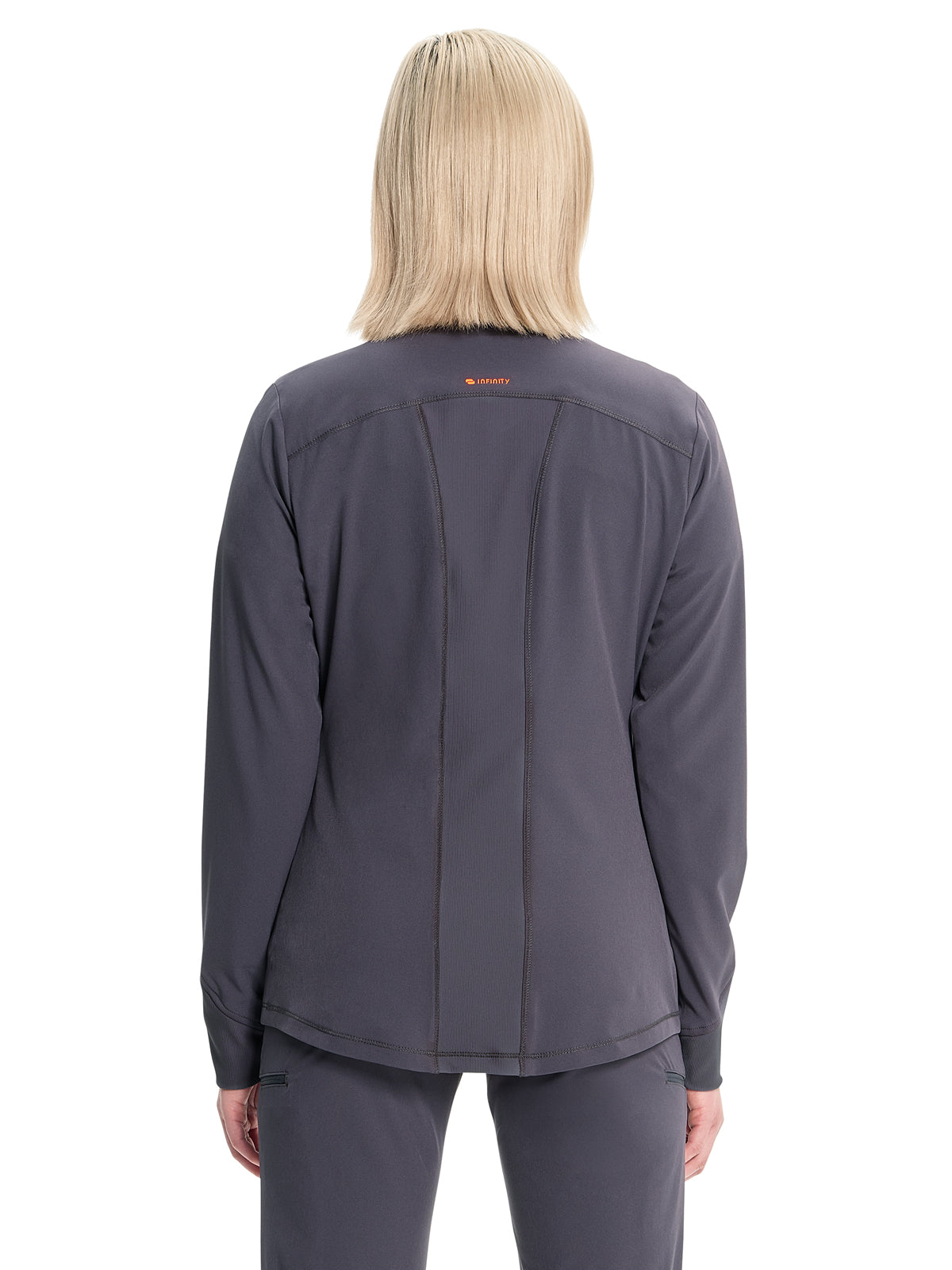 Women's Zip-Front Scrub Jacket - IN320A - Pewter