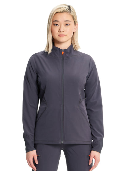 Women's Zip-Front Scrub Jacket - IN320A - Pewter