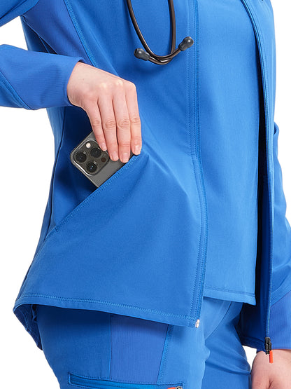 Women's Zip-Front Scrub Jacket - IN320A - Royal