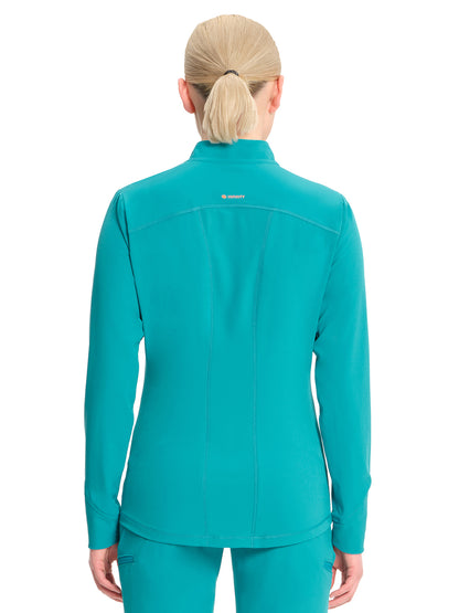 Women's Zip-Front Scrub Jacket - IN320A - Teal Blue