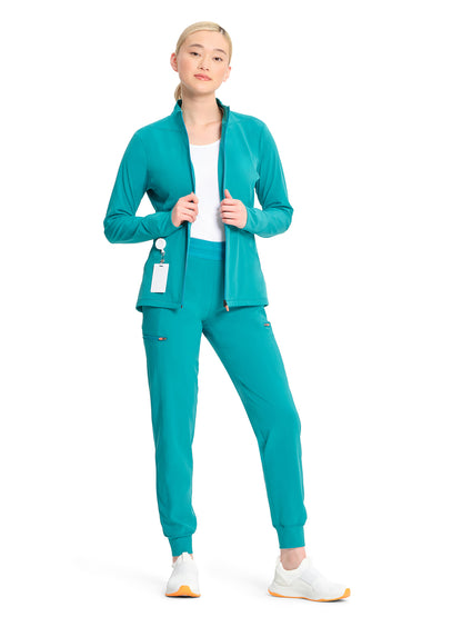 Women's Zip-Front Scrub Jacket - IN320A - Teal Blue