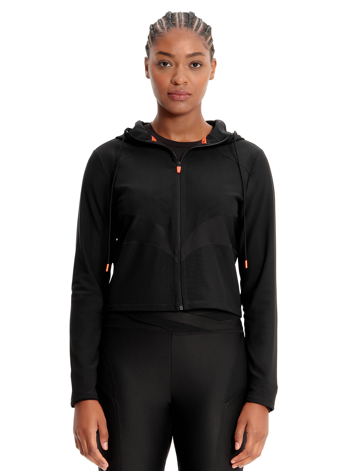 Women's 2-Pocket Zip Front Crop Jacket - IN326 - Black