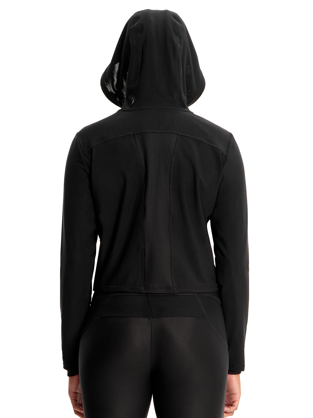 Women's 2-Pocket Zip Front Crop Jacket - IN326 - Black