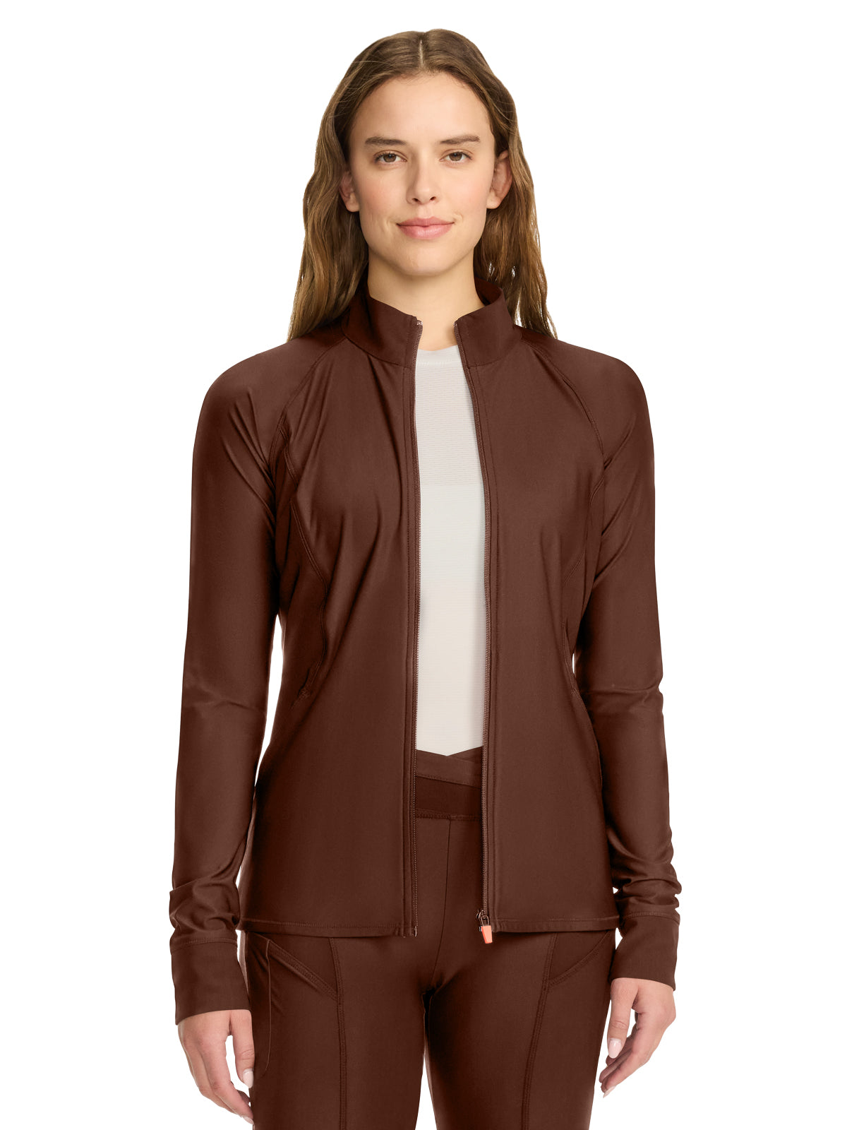 Women's 2-Pocket Zip Front Jacket - IN337A - Espresso Express