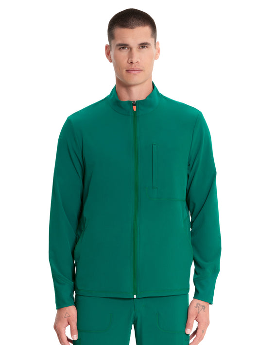 Men's Zip Front Scrub Jacket - IN350A - Hunter