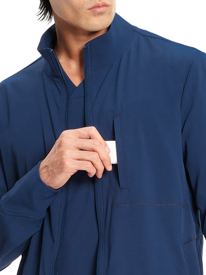 Men's Zip Front Scrub Jacket - IN350A - Navy