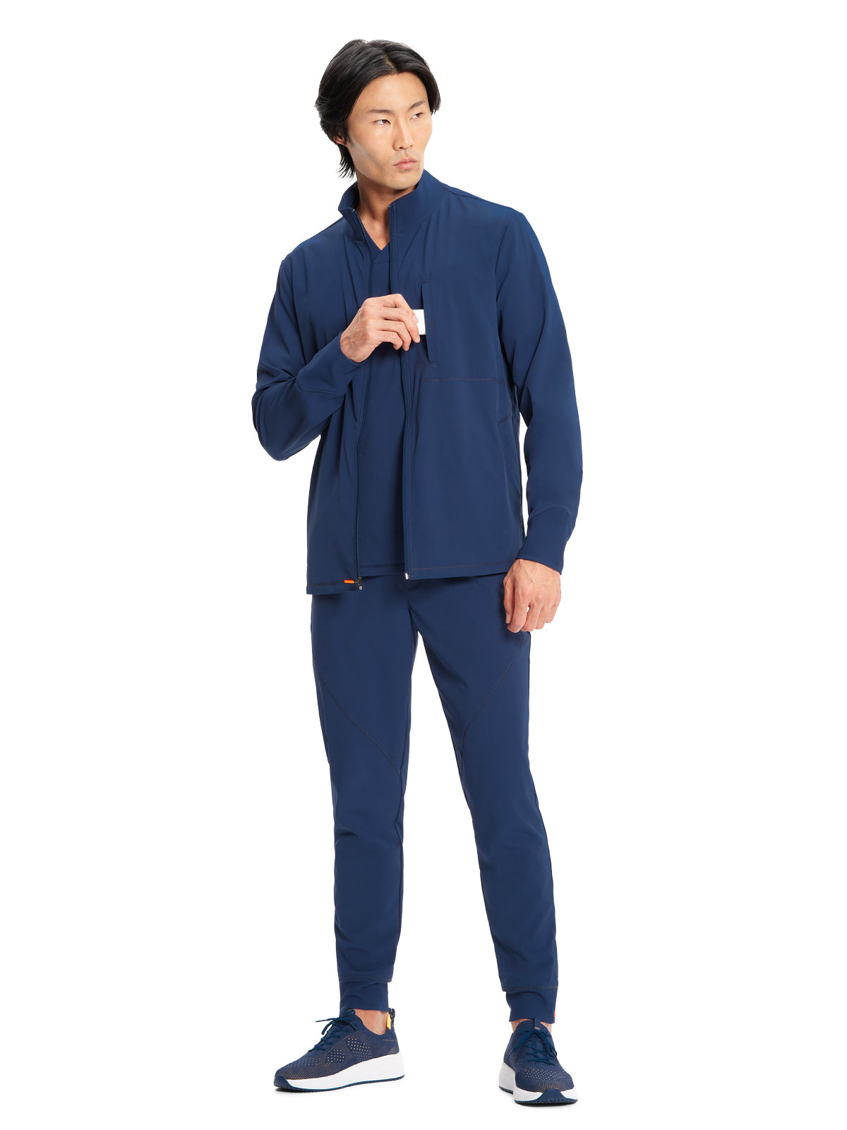 Men's Zip Front Scrub Jacket - IN350A - Navy