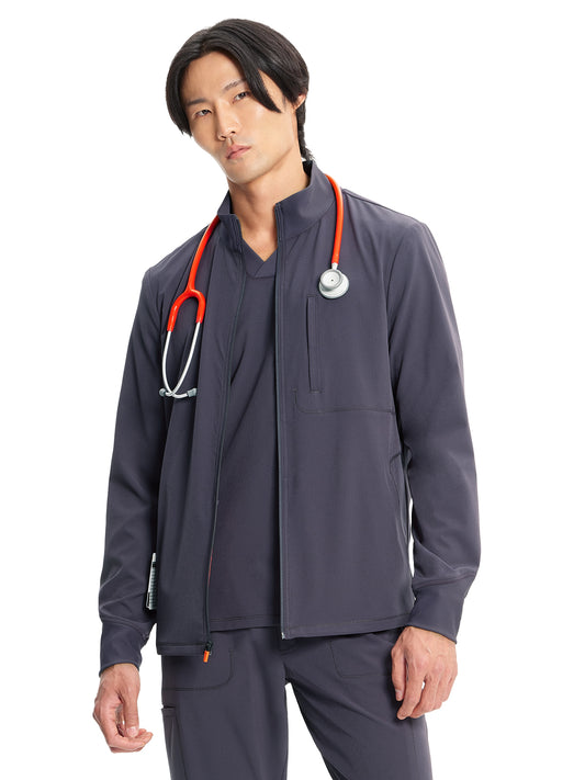 Men's Zip Front Scrub Jacket - IN350A - Pewter