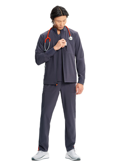 Men's Zip Front Scrub Jacket - IN350A - Pewter