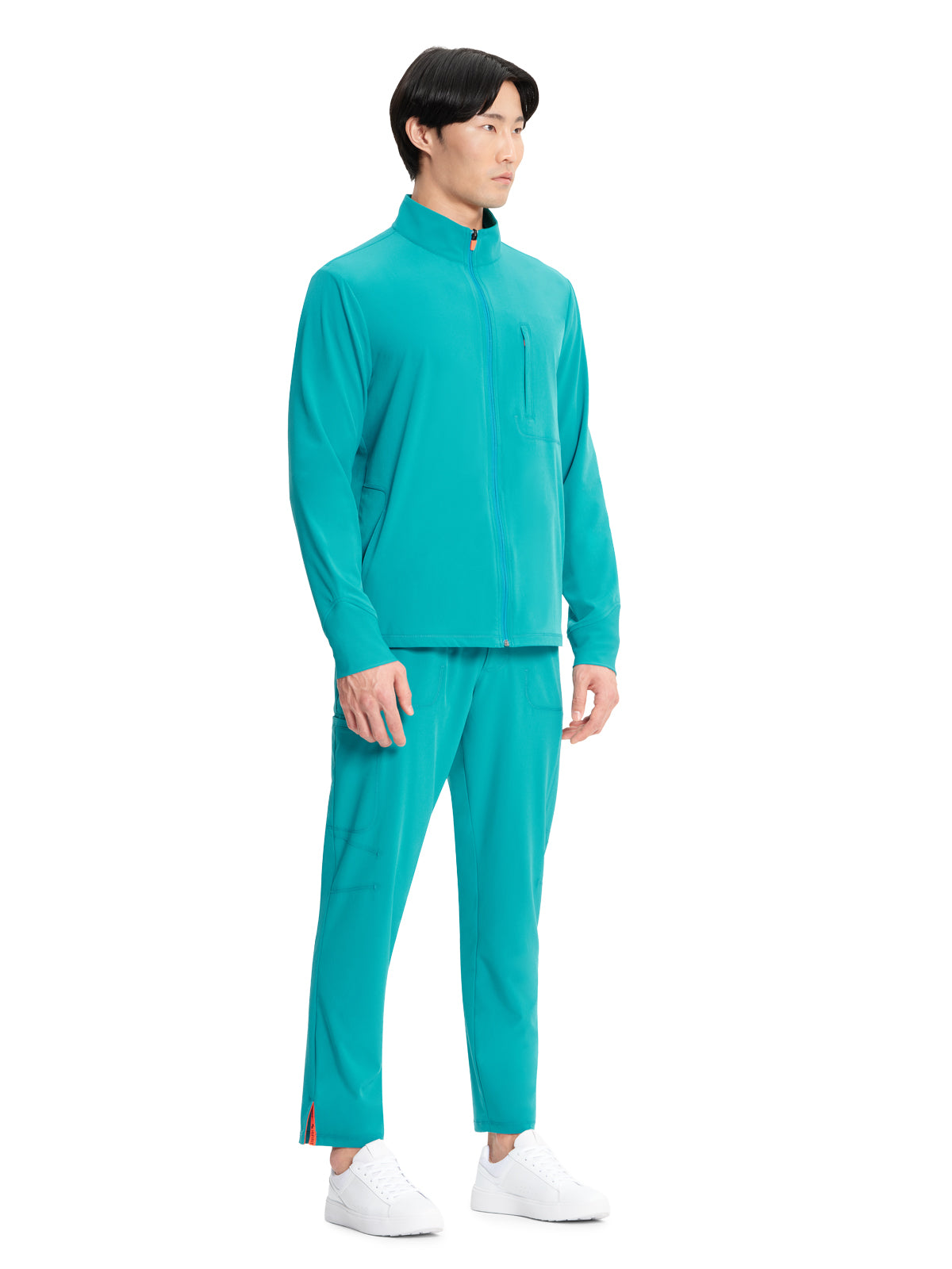 Men's Zip Front Scrub Jacket - IN350A - Teal Blue