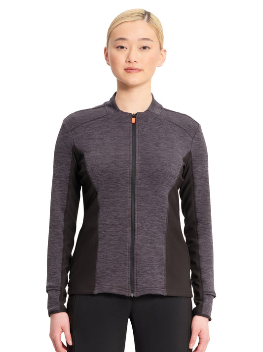 Women's 4-Pocket Zip Front Jacket - IN500A - Black