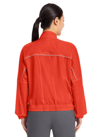 Women's 2-Pocket Mock Neck Windbreaker Jacket - IN506 - Fire Bird