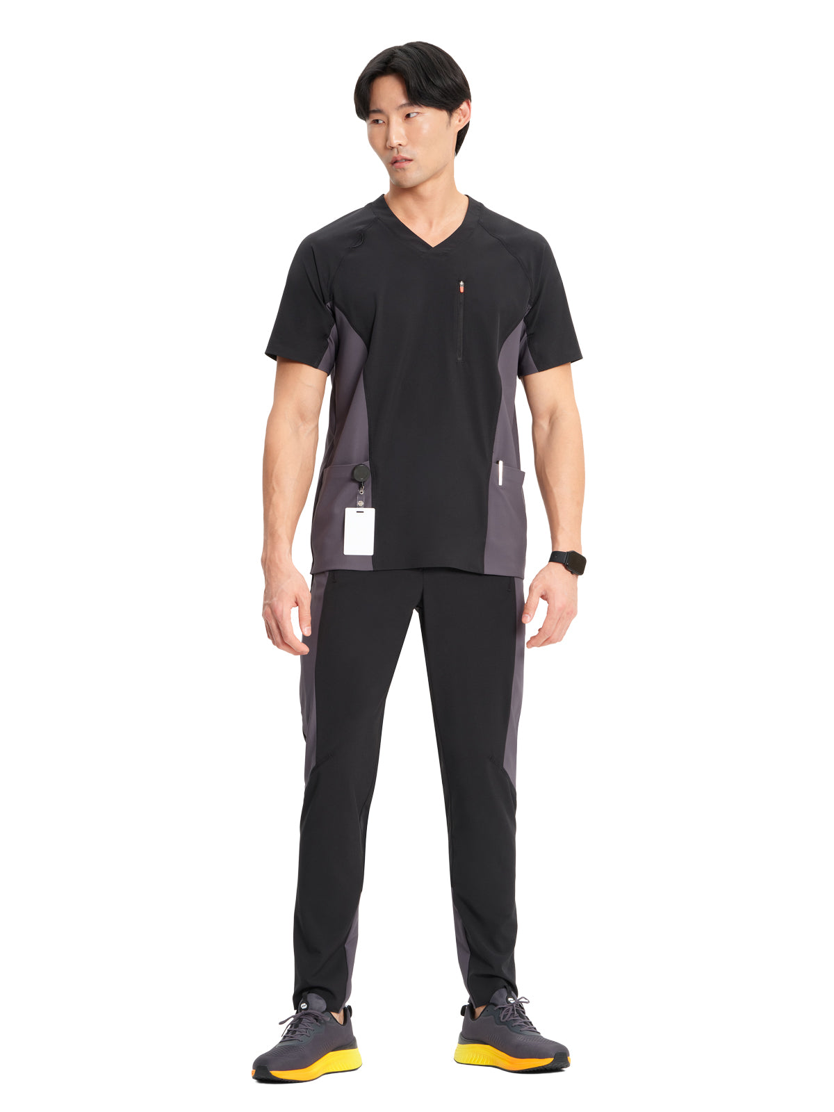 Men's 3-Pocket V-Neck Top - IN616A - Black