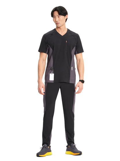 Men's 3-Pocket V-Neck Top - IN616A - Black