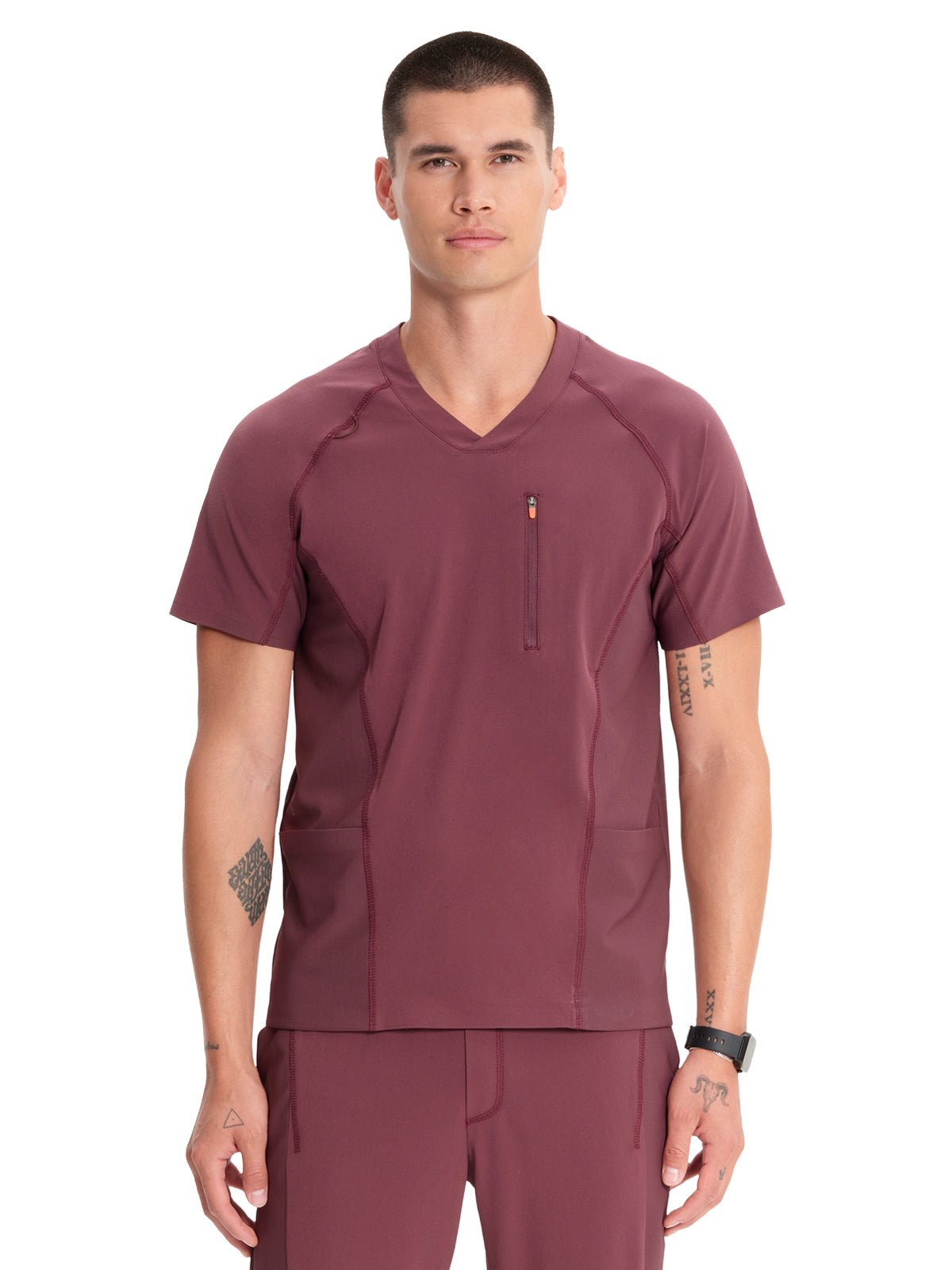 Men's 3-Pocket V-Neck Top - IN616A - Plum Velvet