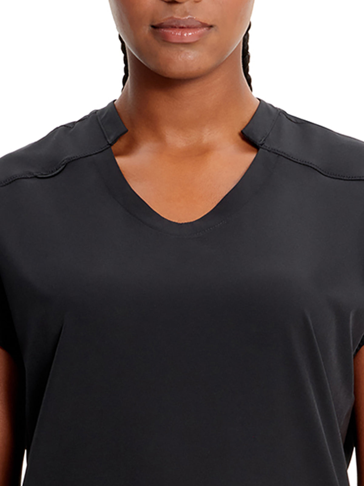 Women's 2-Pocket V-Neck Top - IN617A - Black