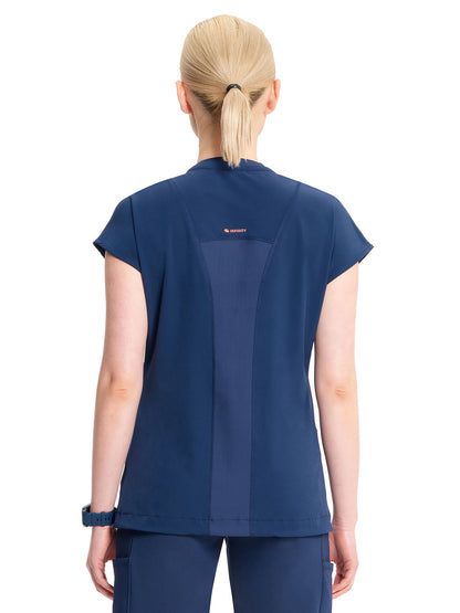 Women's 2-Pocket V-Neck Top - IN617A - Navy