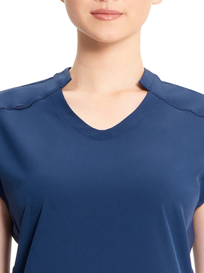 Women's 2-Pocket V-Neck Top - IN617A - Navy