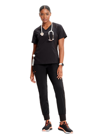 Women's V-Neck Scrub Top - IN620A - Black