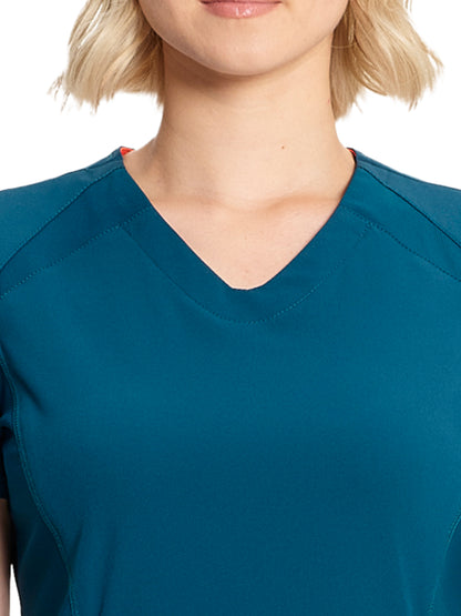 Women's V-Neck Scrub Top - IN620A - Caribbean Blue