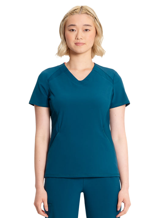 Women's V-Neck Scrub Top - IN620A - Caribbean Blue