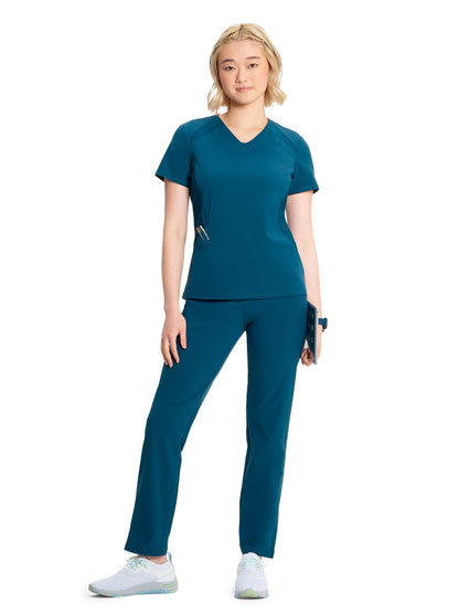 Women's V-Neck Scrub Top - IN620A - Caribbean Blue