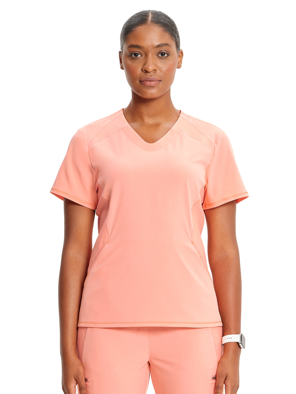 Women's V-Neck Scrub Top - IN620A - Electric Coral