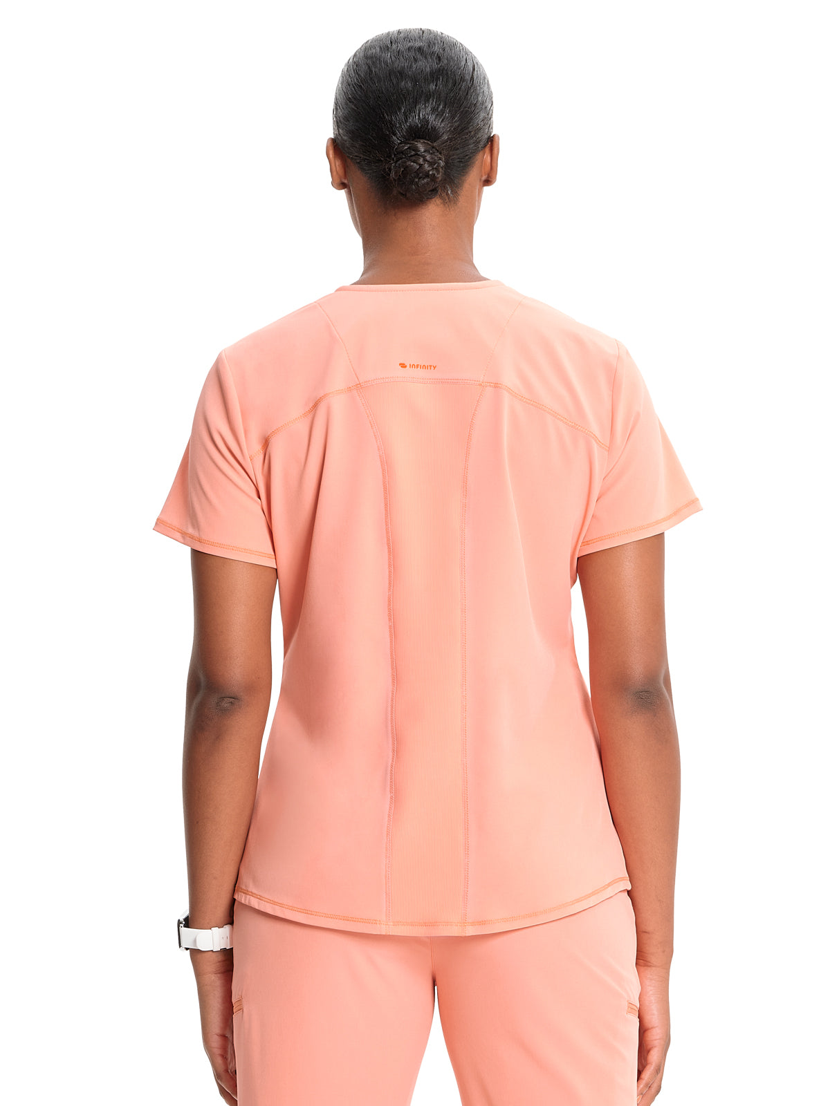 Women's V-Neck Scrub Top - IN620A - Electric Coral