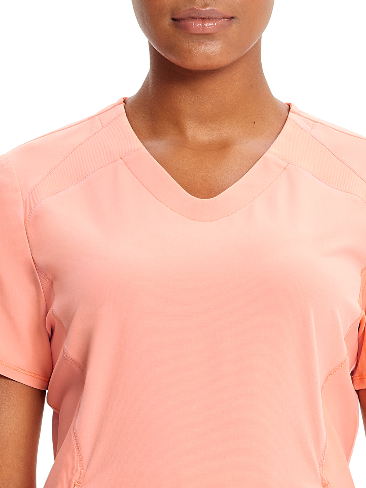 Women's V-Neck Scrub Top - IN620A - Electric Coral