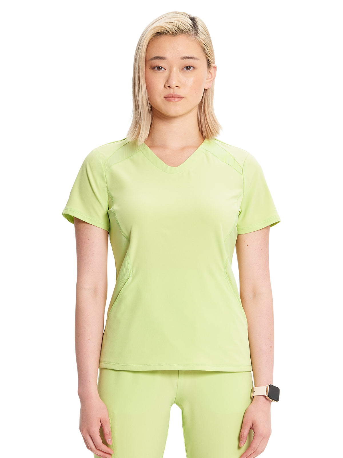 Women's V-Neck Scrub Top - IN620A - Green Energy