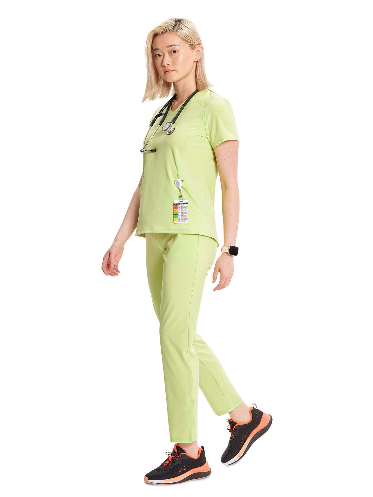 Women's V-Neck Scrub Top - IN620A - Green Energy