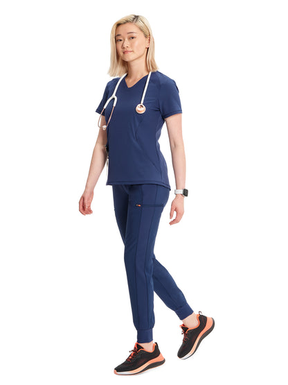 Women's V-Neck Scrub Top - IN620A - Navy