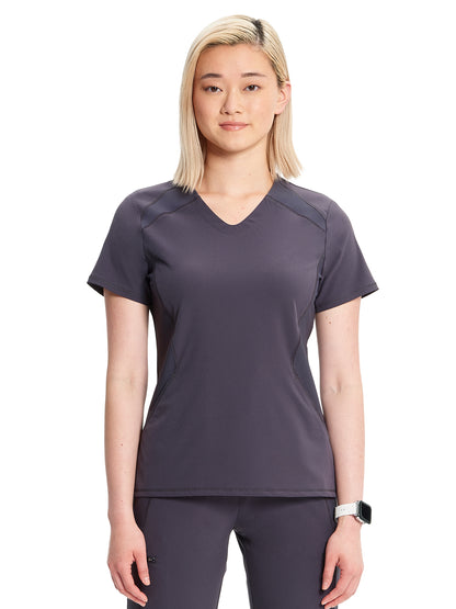 Women's V-Neck Scrub Top - IN620A - Pewter