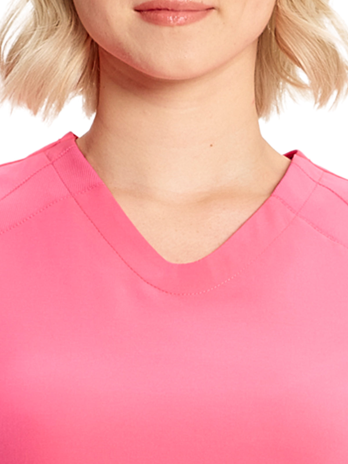 Women's V-Neck Scrub Top - IN620A - Power Pink