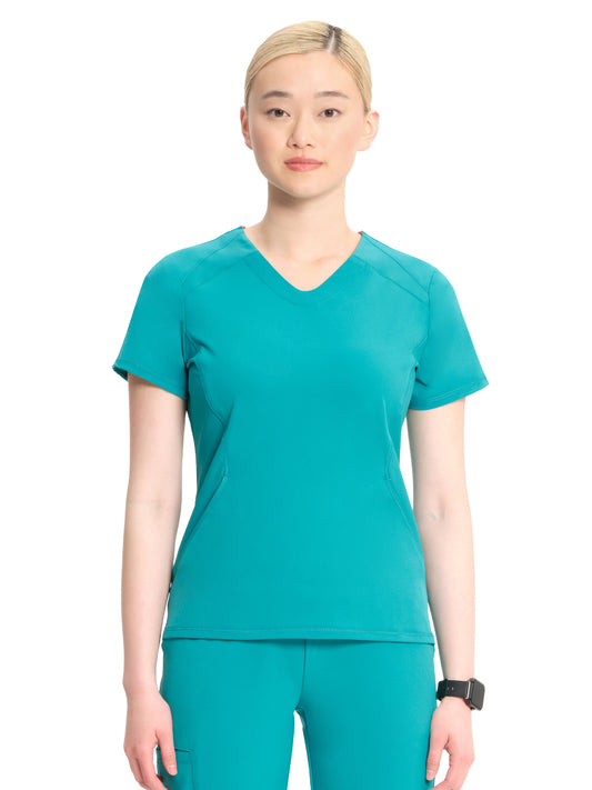 Women's V-Neck Scrub Top - IN620A - Teal Blue