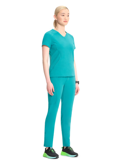 Women's V-Neck Scrub Top - IN620A - Teal Blue