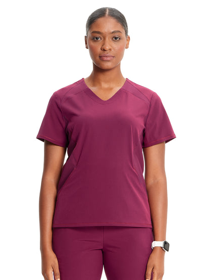 Women's V-Neck Scrub Top - IN620A - Wine