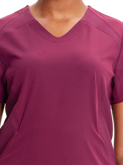 Women's V-Neck Scrub Top - IN620A - Wine