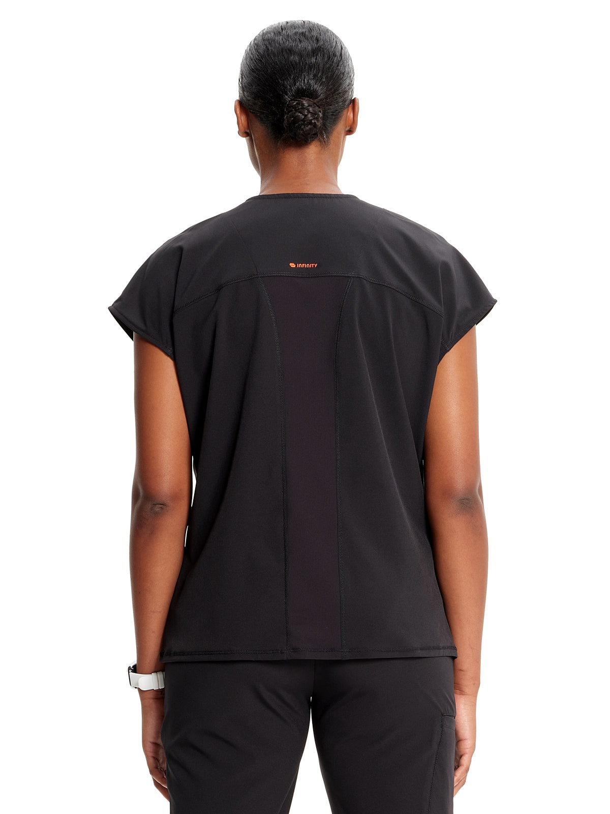 Women's Henley Scrub Top - IN622A - Black