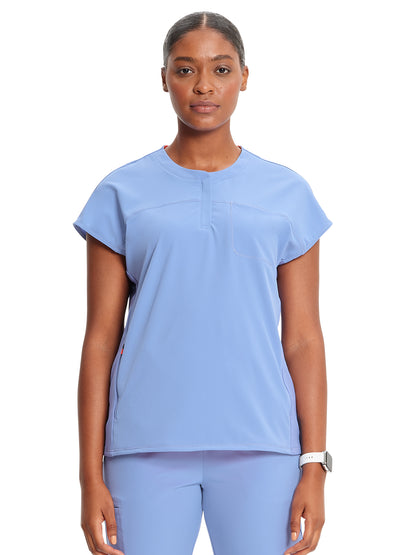 Women's Henley Scrub Top - IN622A - Ciel