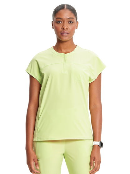 Women's Henley Scrub Top - IN622A - Green Energy