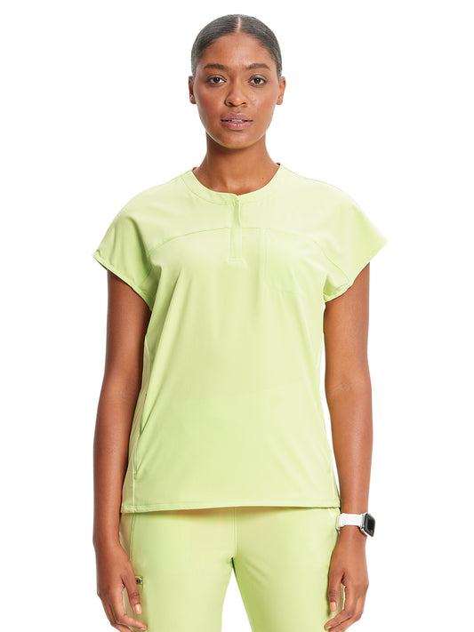 Women's Henley Scrub Top - IN622A - Green Energy