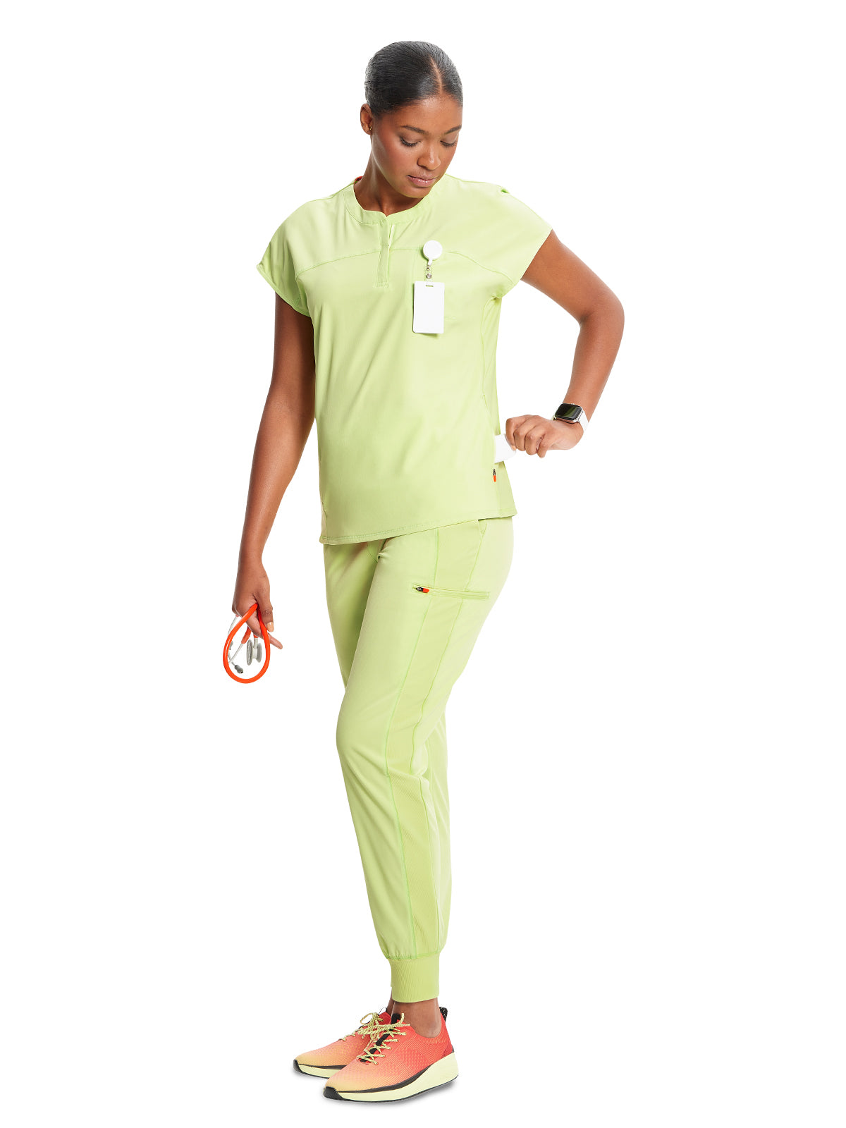 Women's Henley Scrub Top - IN622A - Green Energy