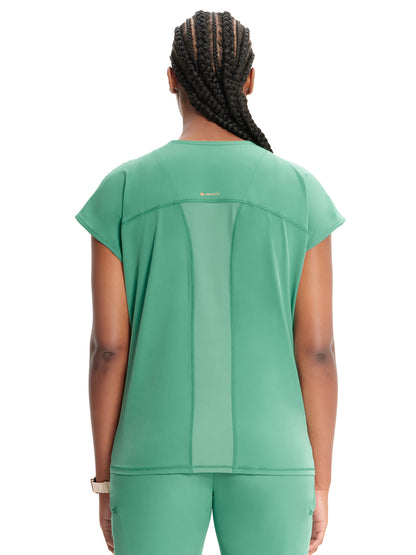 Women's Henley Scrub Top - IN622A - Matcha Latte